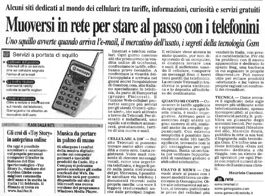 CORRIERE DELLA SERA Gennaio 2000